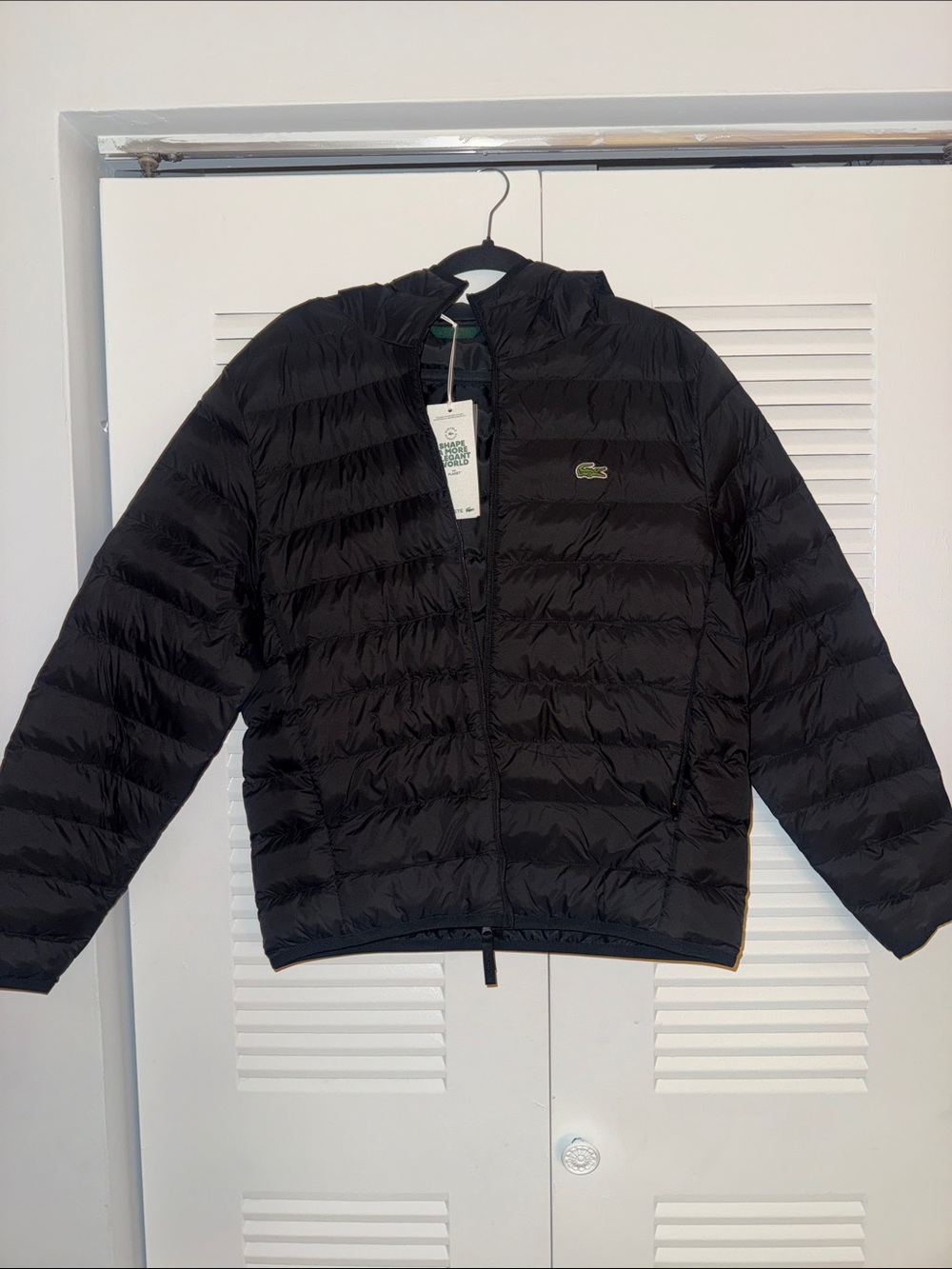 Lacoste Kids Black Quilted Hooded Puffer Jacket